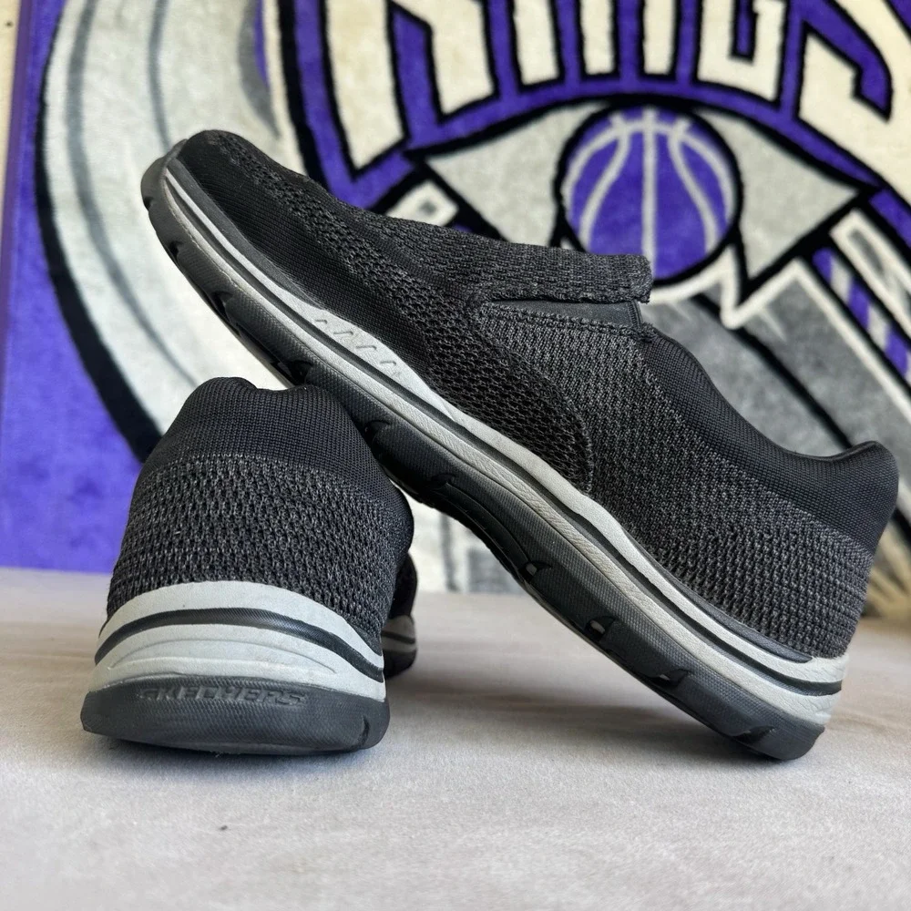 Size 13 - Mens Skechers Air Cooled Arch Fit Shoes Black Comfort Casual Sn 65086